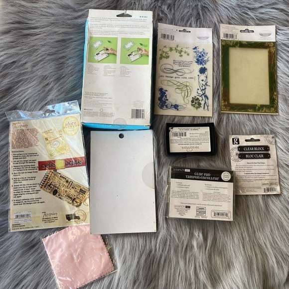 Martha Stewart STAMP AROUND THE PAGE Set Craft Bundle Clear Block Stamp Pad Art - Picture 7 of 12